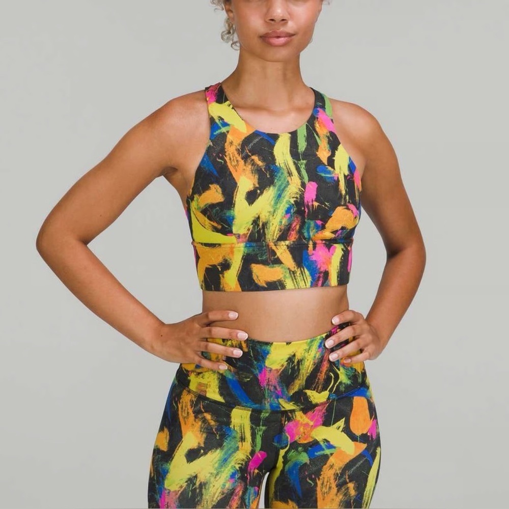 Lululemon Wunder Train Longline Bra in Multicolor Abstract Size 4